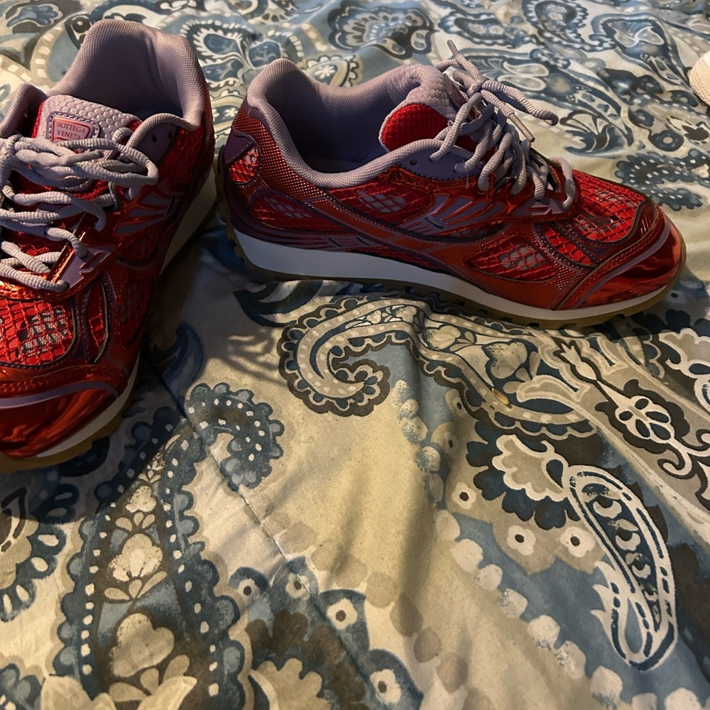 Bottega Veneta Red and White Sneakers